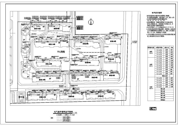 小区室外电气管网总平面图_图1