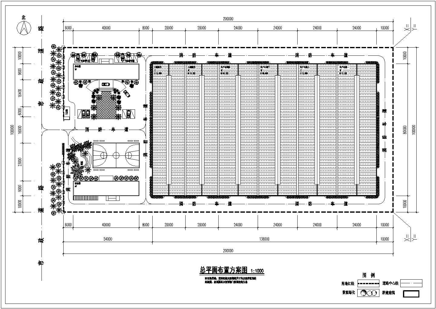 某地大型24米跨标准厂房建筑规划设计图