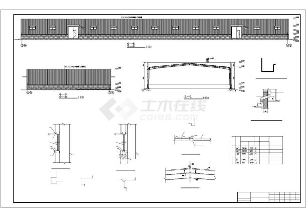 某地实用的24乘78米单层钢结构厂房建筑施工结构图-图一