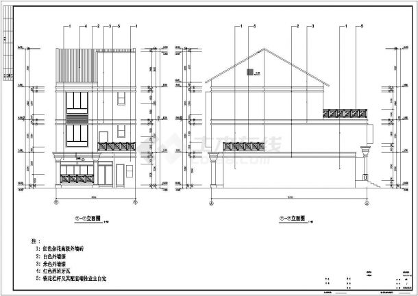 广东省某地三层别墅建筑设计施工图-图二