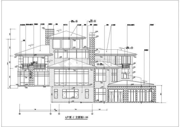 北京某三层山地别墅建筑设计方案图-图二