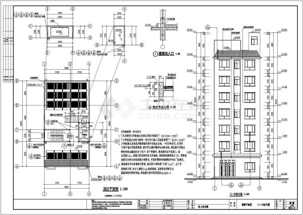 某地区七层小型公寓楼建筑设计施工图-图一