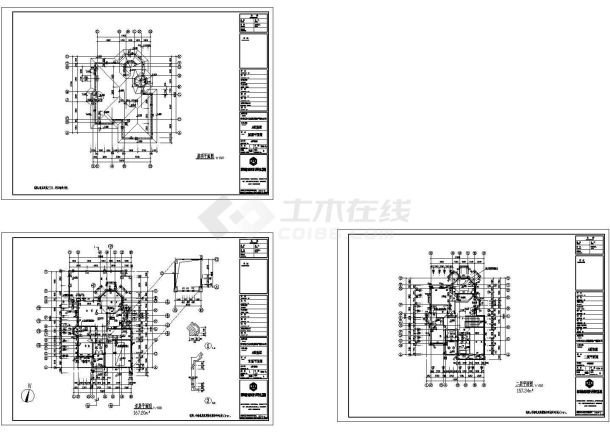 三层别墅各层平面建筑cad图纸，共三张-图一
