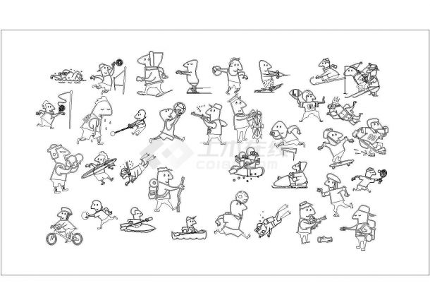 30多个体育运动人物图块CAD图纸-图一