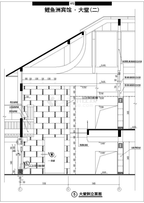 鲤鱼洲某宾馆建筑图纸（标注详细）-图一