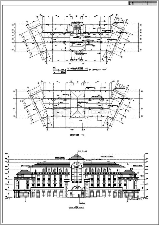 某地一套宾馆建筑方案图纸（标注详细）-图二