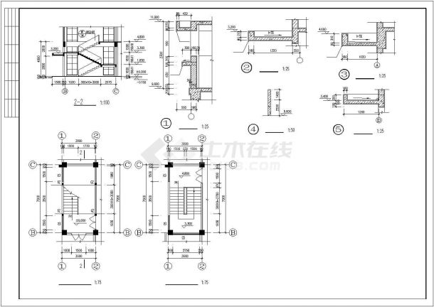 某地小型二层厂房建筑施工图（共7张）-图二