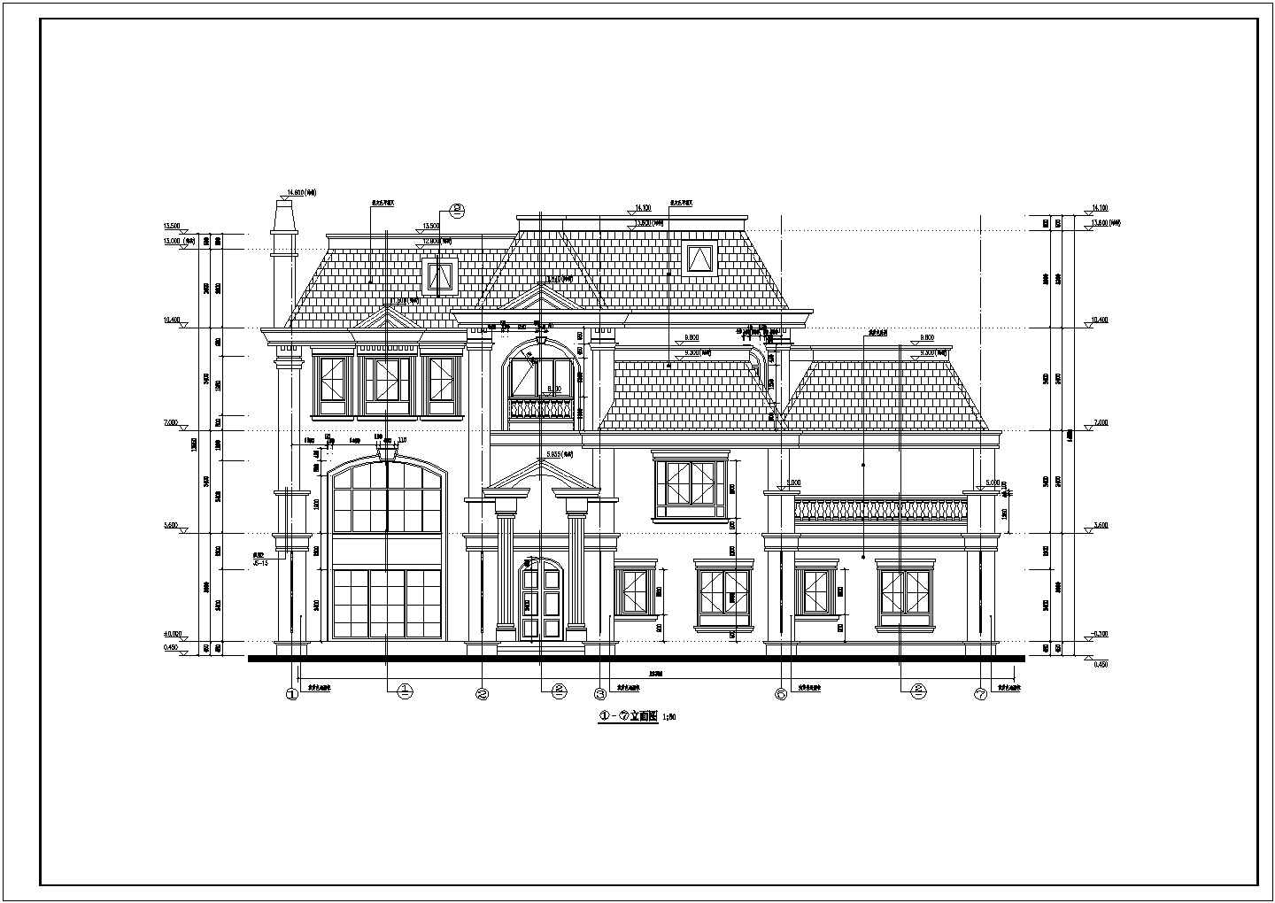 某的三层框架结构别墅建筑设计方案图纸