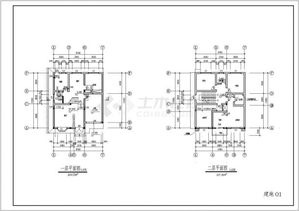 安徽农村三层砖混结构别墅建筑设计方案图-图二