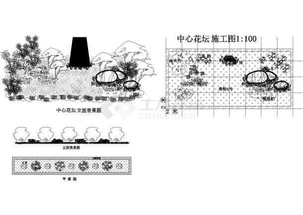 某庭院花坛绿化设计图-图一