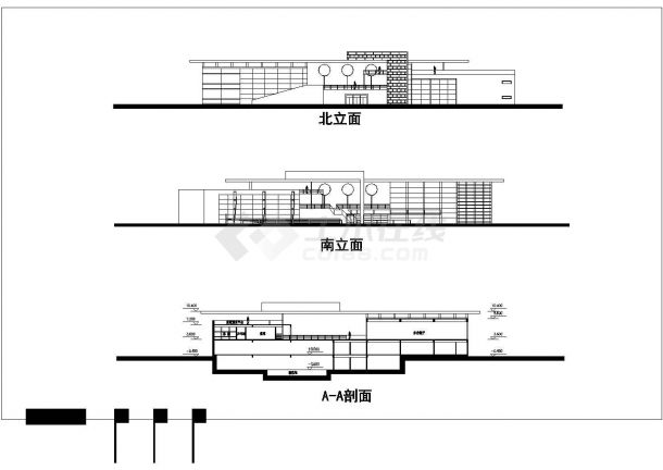 一套简单的会所建筑图（标注详细）-图二