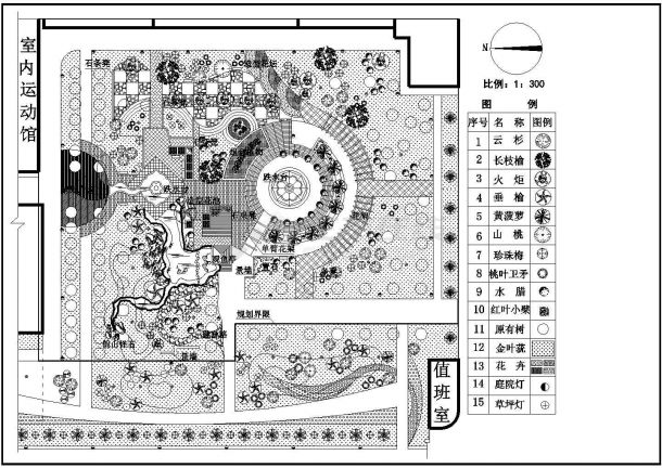某地文化广场园林景观规划总平面图-图一