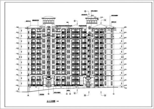 一套楼比较简单的高层住宅立面图纸-图二