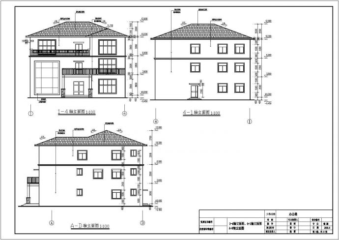某新农村三层带露台别墅建筑设计方案图纸_图1