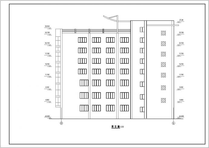 某地商办楼建筑方案图（标注详细）_图1