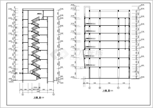 某地商办楼建筑方案图（标注详细）-图二