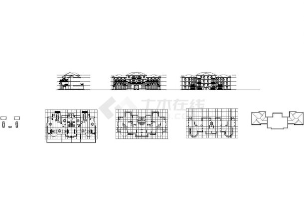3层高档别墅设计方案cad图，共8张-图一