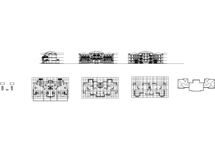 3层高档别墅设计方案cad图，共8张_图1