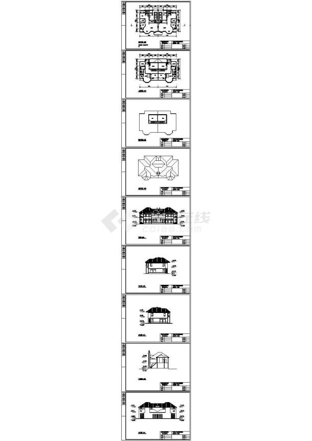 258平方米两户联排结构别墅设计cad图，含设计说明-图二