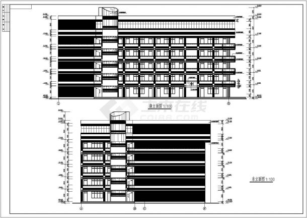 安徽省某地六层框架结构教学楼建筑设计施工图纸-图一