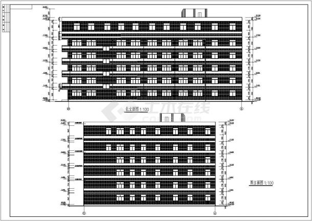 安徽省某地六层框架结构教学楼建筑设计施工图纸-图二