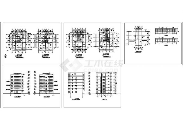 六层住宅楼平立剖面建施cad图，共十一张-图一