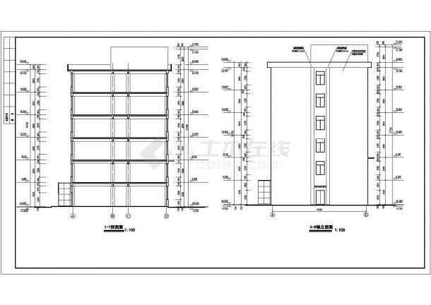 山西省晋中市六层框架结构综合楼建筑设计施工图纸-图二