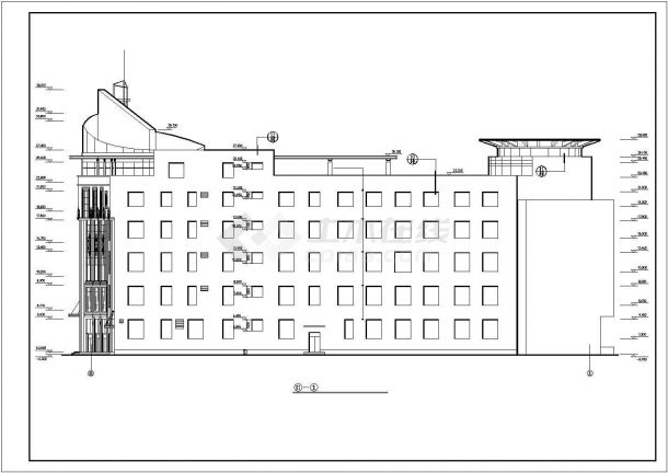 某地五层框架结构商厦建筑设计施工图纸-图二