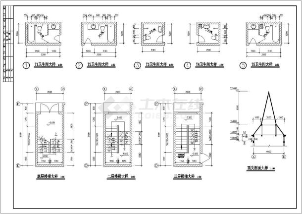 某市区复式别墅建筑施工图（共7张）-图一