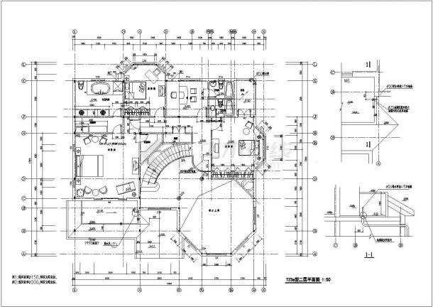 某钢结构别墅建筑施工图纸（共6张）-图二