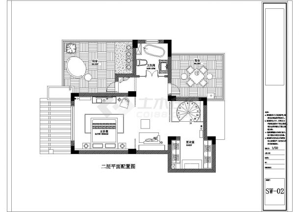 某地方城市欧式简约小别墅建筑施工图-图二