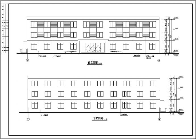 某厂区三层框架结构办公楼建筑设计方案图纸_图1