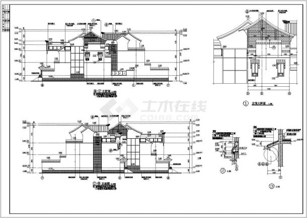 某地区三层联排别墅建筑设计施工图-图二