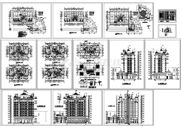 十二层住宅建筑施工cad图，共十三张-图一