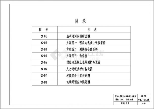 预应力混凝土连续箱梁施工全长110m公路设计cad图纸-图一