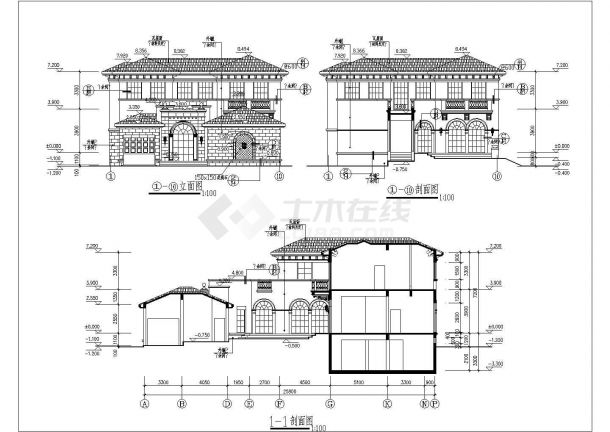 某地区二层砖混结构别墅建筑设计方案图纸-图一