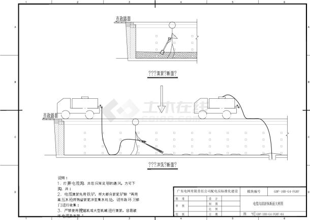 电缆沟清淤纵断面大样图-图一