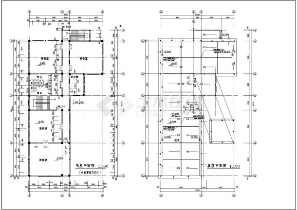 现代平顶会所建筑施工图（标注详细）-图二