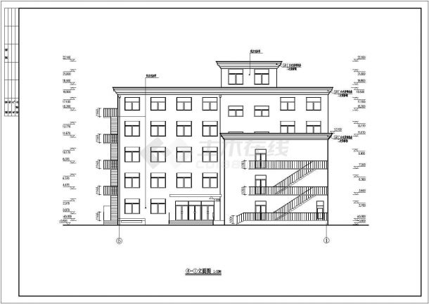 某地五层框架结构县档案局办公楼建筑设计施工图纸-图一