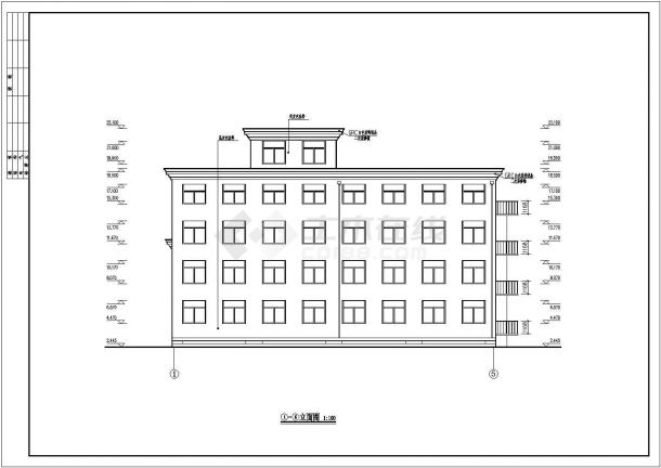 某地五层框架结构县档案局办公楼建筑设计施工图纸-图二