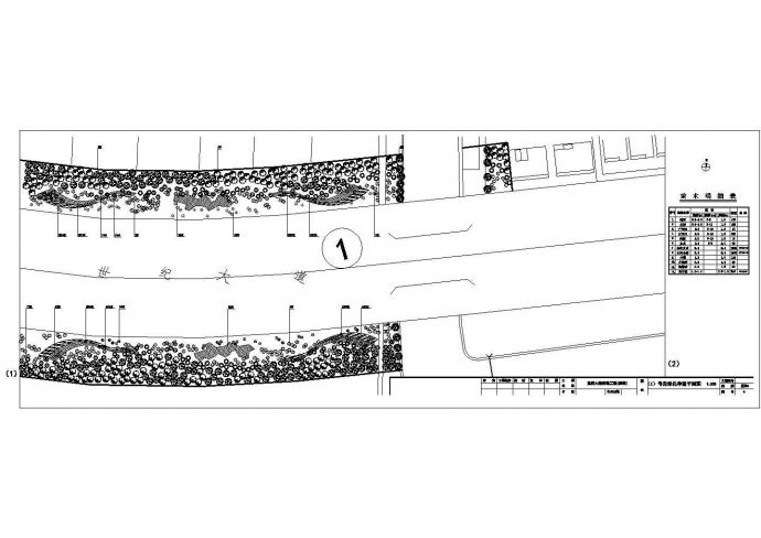 某地大型道路绿化带植物种植园林设计图（共18张）_图1