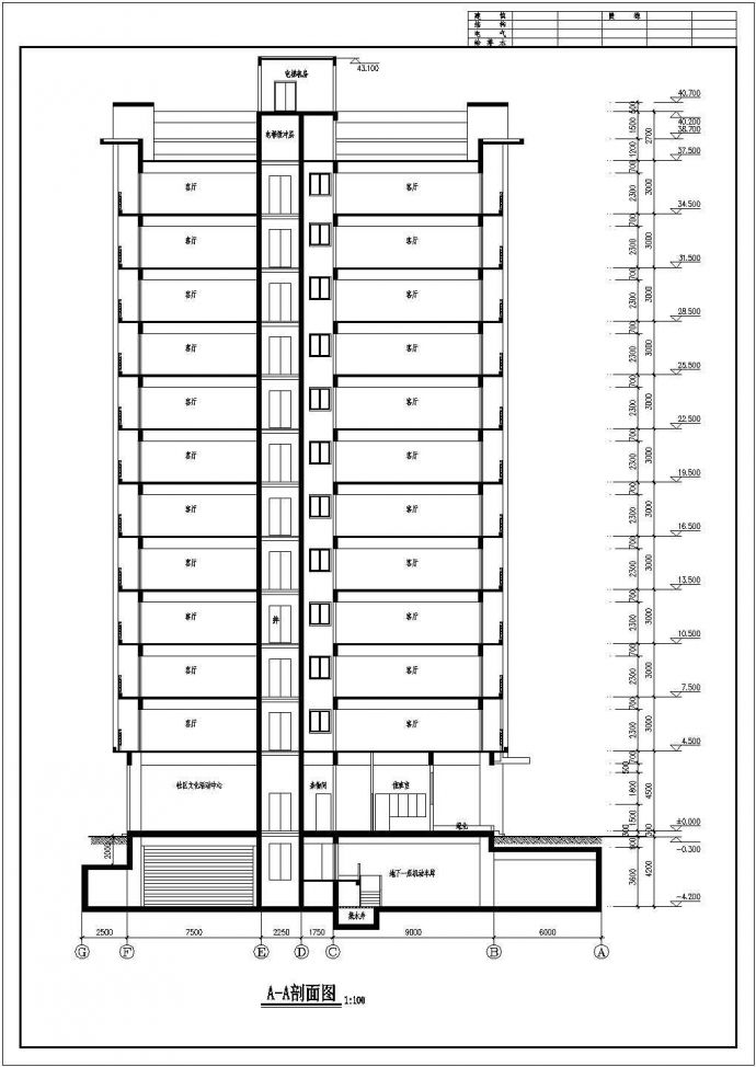 一栋高层商住楼建筑图（含设计说明）_图1