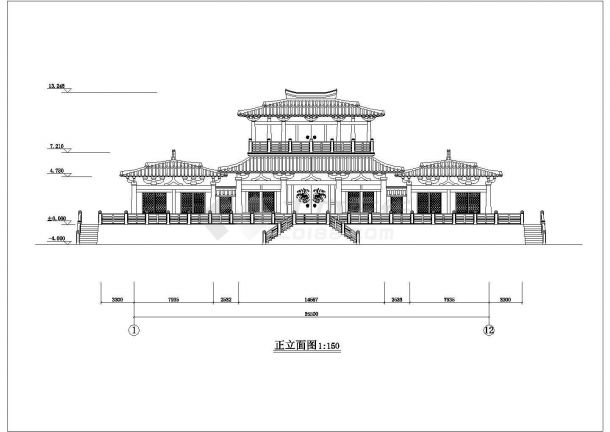 某地小型仿古庄王阁建筑设计方案图-图二