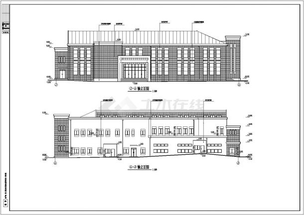 某地两层框架结构食堂建筑设计施工图-图二