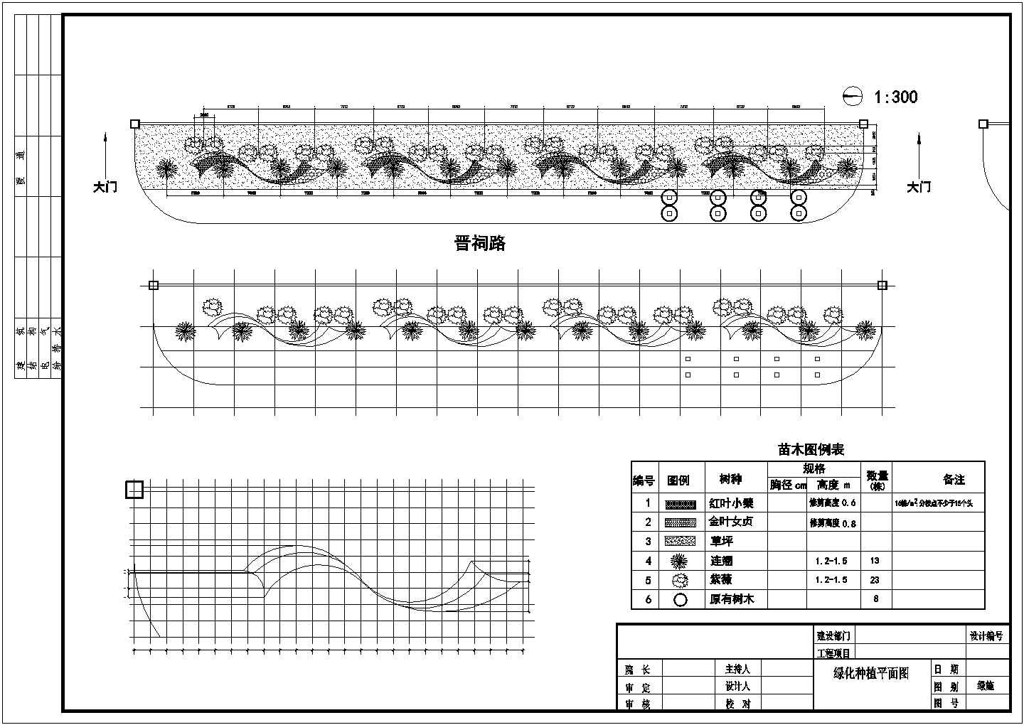 某地小型道路绿化园林设计图（含设计说明）