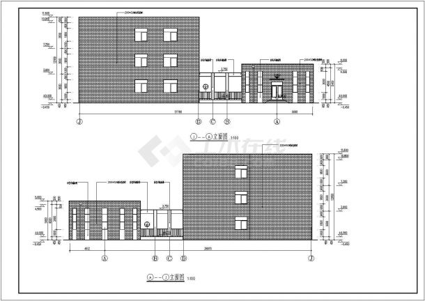 某三层社区服务中心办公楼建筑设计施工图-图二