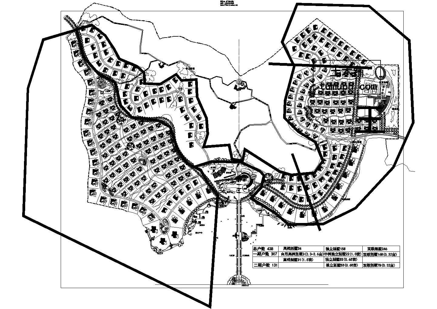 总户数438户别墅区规划设计总平面图