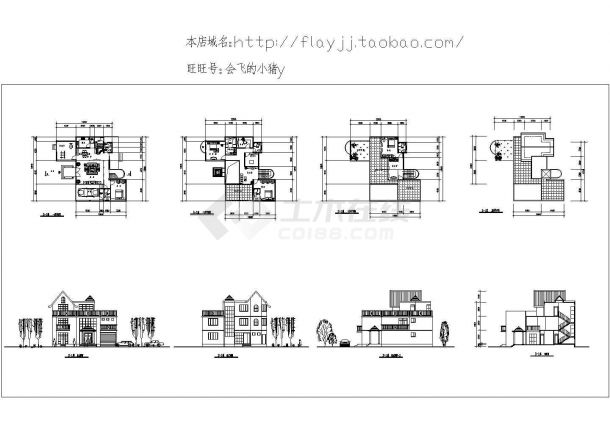 长13.8米宽12米3层别墅建筑设计施工图-图一