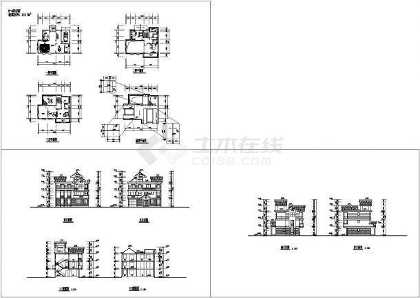 长13米宽9.4米3层318.7平米别墅建筑设计施工图-图一