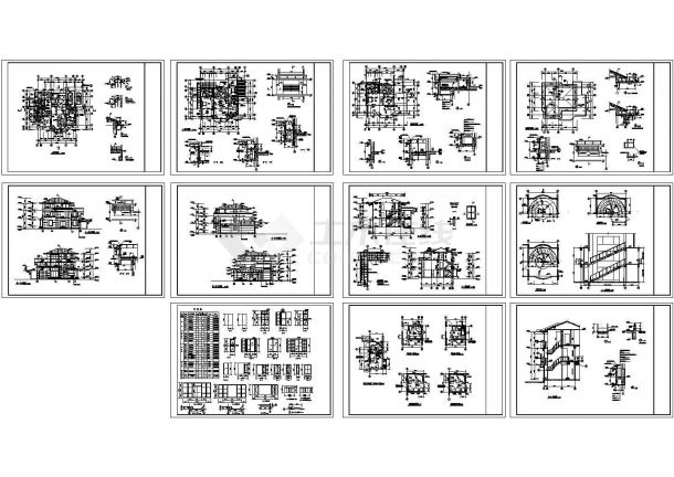 长14.1米宽13.8米3层别墅建筑设计施工图-图一